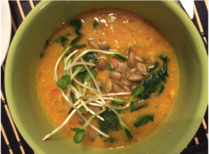 Spinach Lentil Coconut Soup